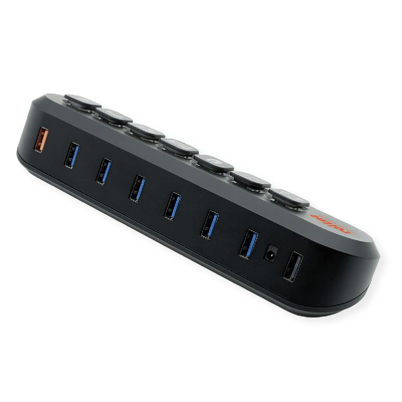 ROLINE Hub USB 3.2 Gen 1, 7 ports, prise type A, boutons interchangeables_1