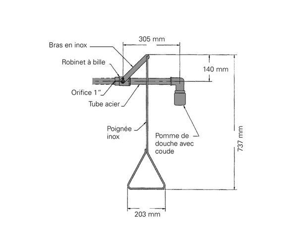 117415W - Douche de sécurité G 1643 pour montage mural - avec pommeau en plastique et tube en acier galvanisé_1