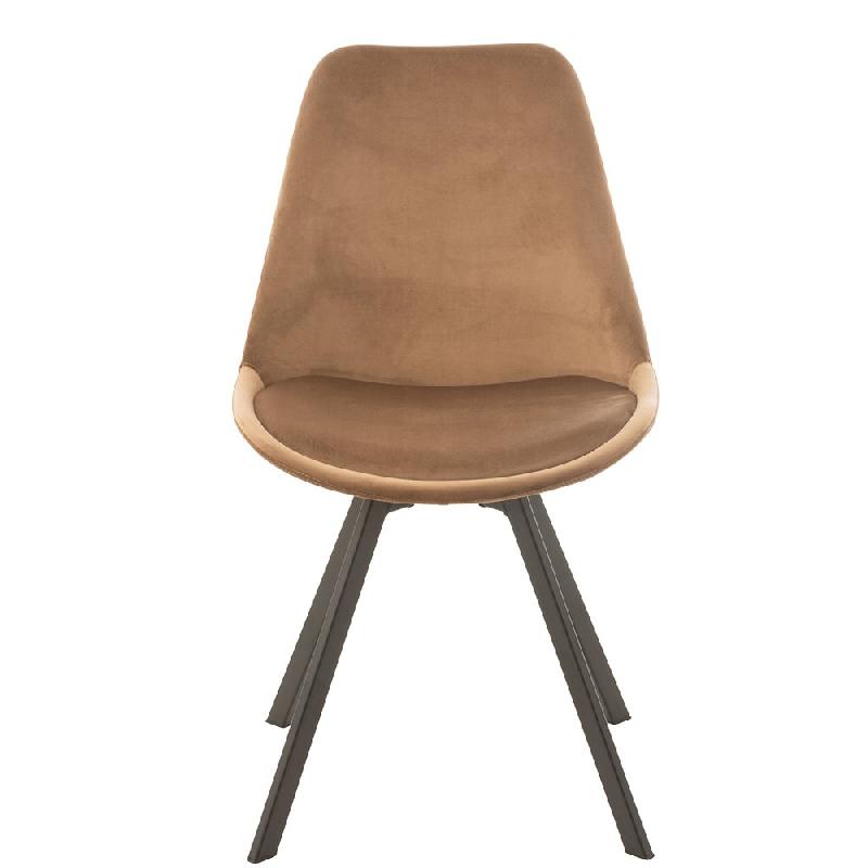 Chaise design RATRI en tissu marron - pieds métal noir - confort optimal et style moderne_1