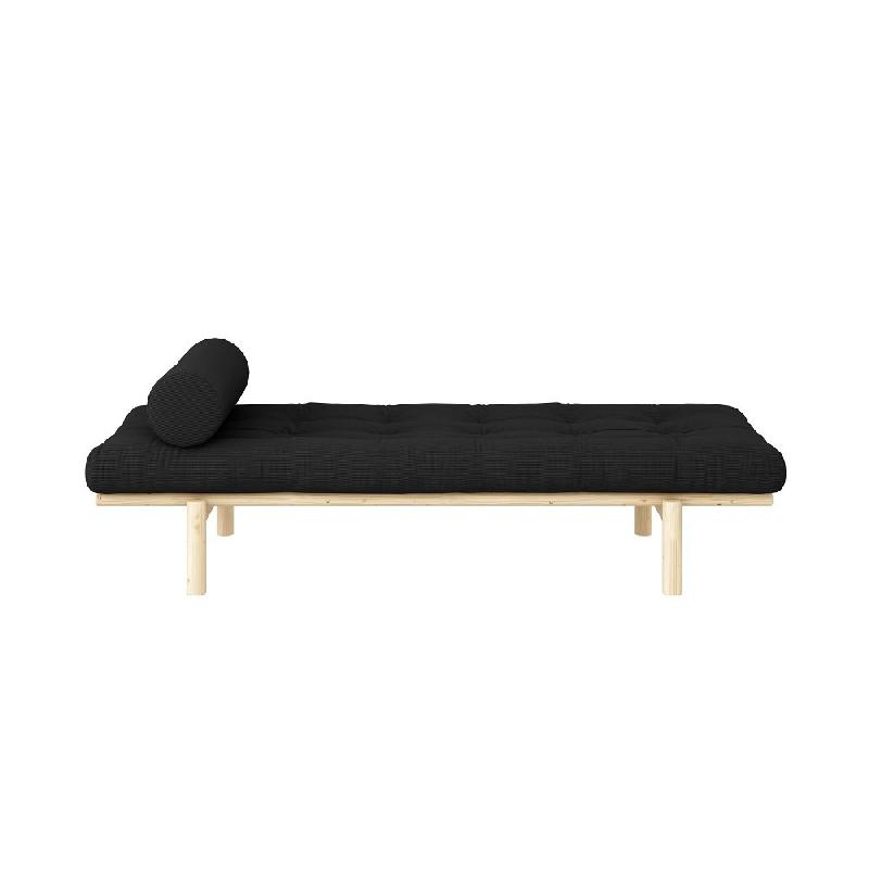 Méridienne futon Next en pin massif - Charbon - Couchage 75 x 200 cm - Design scandinave et décadence velours côtelé_1
