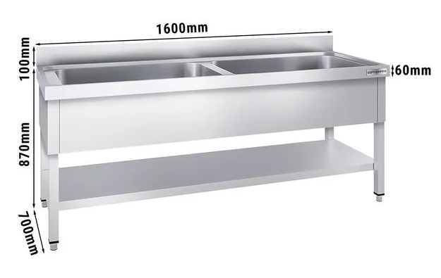 Plonge batterie 160x70cm - 2 cuves_1