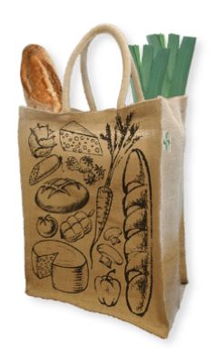 Sac de shopping pour le marché - jute naturel 260gsm - anses en coton bio - 46x35x20 cm_1