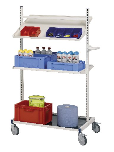 Desserte montants centrés - hauteur 1650 mm - avec roulettes pivotantes et tablette basse_1