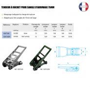 Tendeur d'arrimage - Berra MS - à rochet en acier pour sangle de 75mm - ARSATA75 - charge de rupture 10 000 daN/kg_1