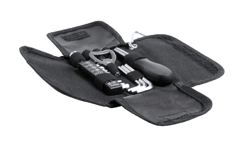 Set d'outils - 19 pièces avec étui en polyester et mousqueton - Couleur noire, poids 240 g_1