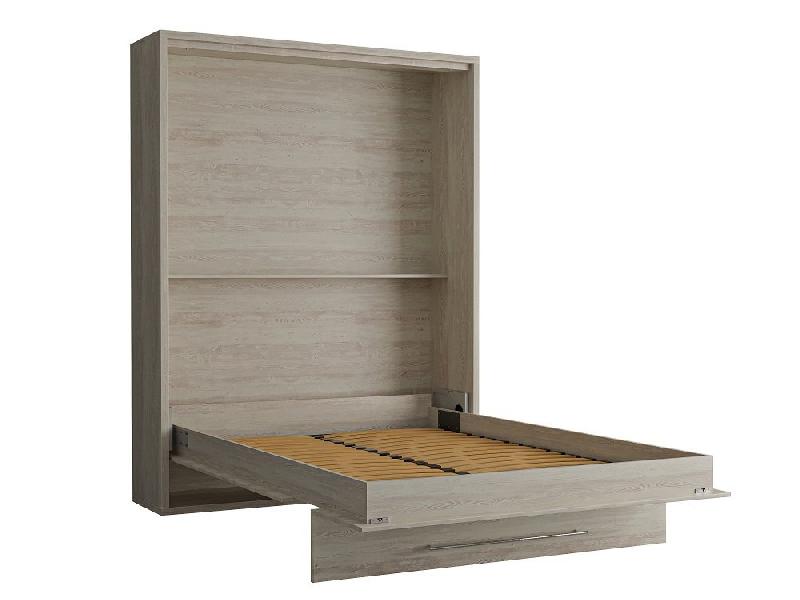 Armoire lit escamotable Mykonos en pin - Couchage 160x200 cm - Design chic et ouverture assistée_1
