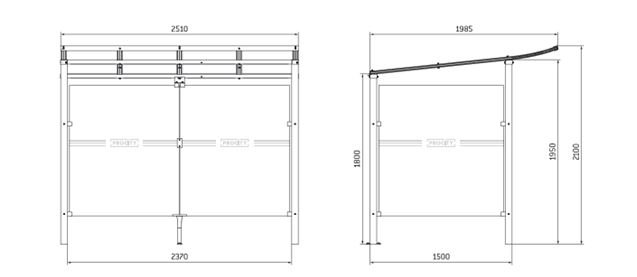 Abri vélos MODULO - simple et soigné avec toiture légèrement courbée, pose par scellement_1