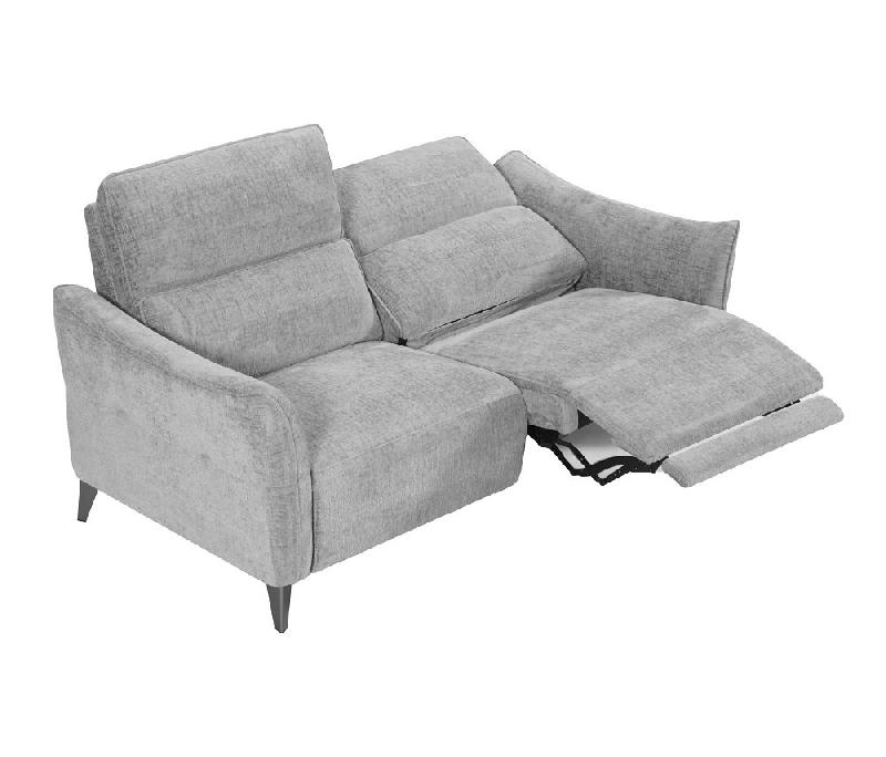 Canapé 2 places RELAX électrique ATTITUDE - Têtière réglable 10 crans - Tissu chenillé gris argent_1