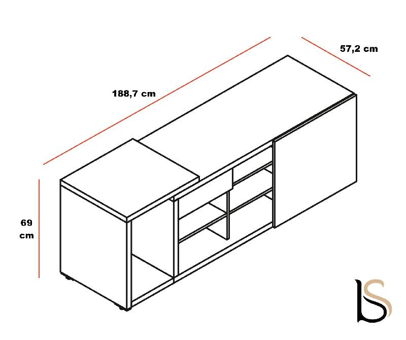 Crédence basse Mito - MDD - Sycomore clair, Noir brillant_2