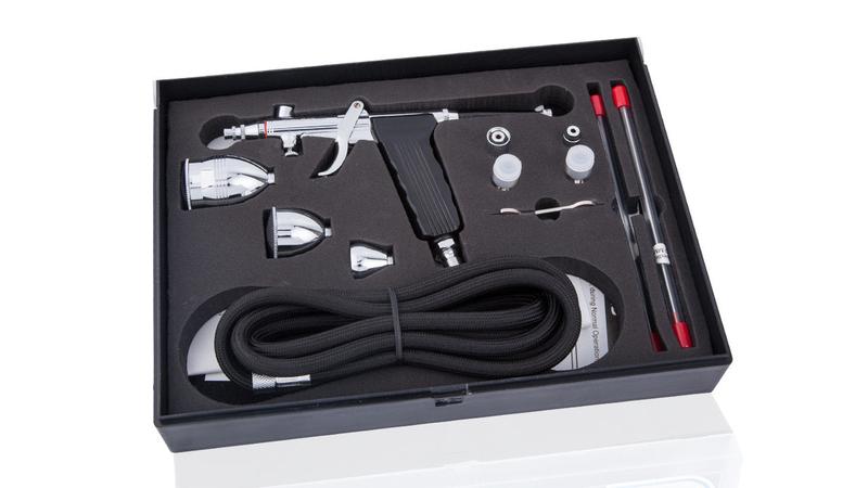 Ensemble aérographe BD-116C et compresseur AS-186 - kit airbrush avec buses 0.3, 0.5, 0.8 mm_1