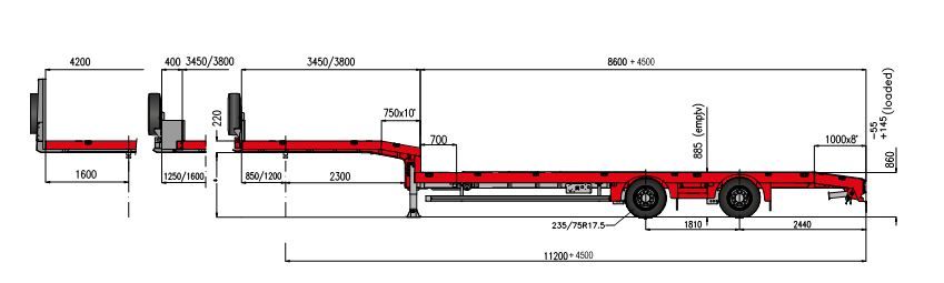 Max100-n-2a-8.60 - Semi-remorques porte-engins - 4500 mm - 2 à 6 essieux - Suspension pneumatique_1