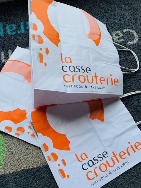 Sac kraft personnalisable - blanc avec poignées torsadées - format 290x300x180 - marquage 2 couleurs - sac alimentaire_1