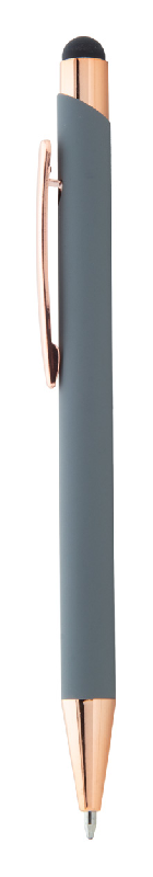Stylo stylet en aluminium recyclé - finition caoutchoutée - détails rose doré - spécial gravure laser miroir_1
