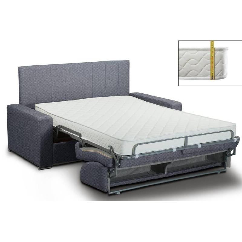 Canapé lit 3 places express - Lattes Renatonisi 140 cm - Velours bleu navy - Tête de lit intégrée - Matelas 16 cm_1