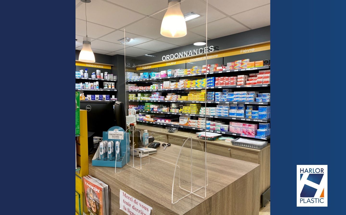 Hygiaphone mobile en plastique - Protection de comptoir en PMMA incolore ou PETG pour commerçants_1