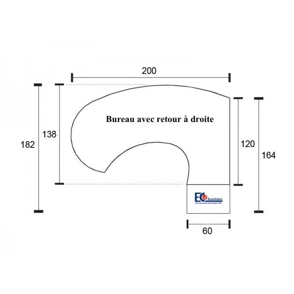 Bureau avec convivialité et caisson ROCK 3 - Mobel Linea - Argent Ral 9006, 200, Hêtre, Droite, 3 tiroirs_1