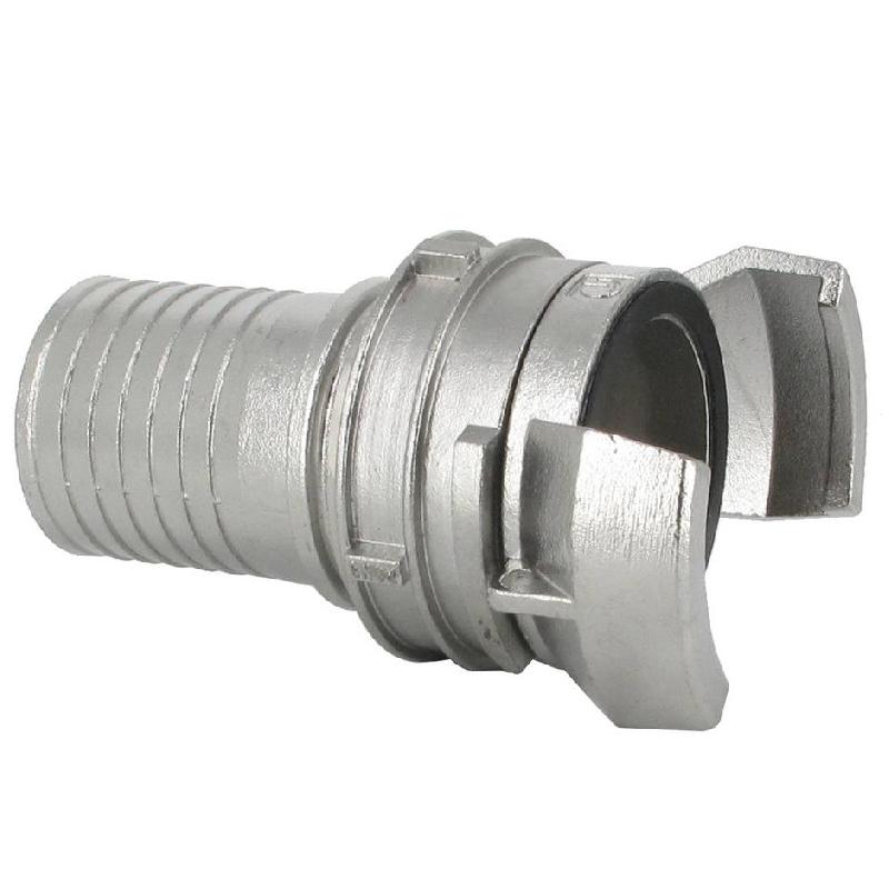 Demi-raccord symétrique avec verrou - DN 50 mm - Embout annelé Ø 51 mm - Inox_1