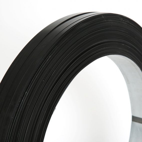 Feuillard acier laqué noir trancanné - Pour cerclage de très lourdes charges - 07LOW125_1