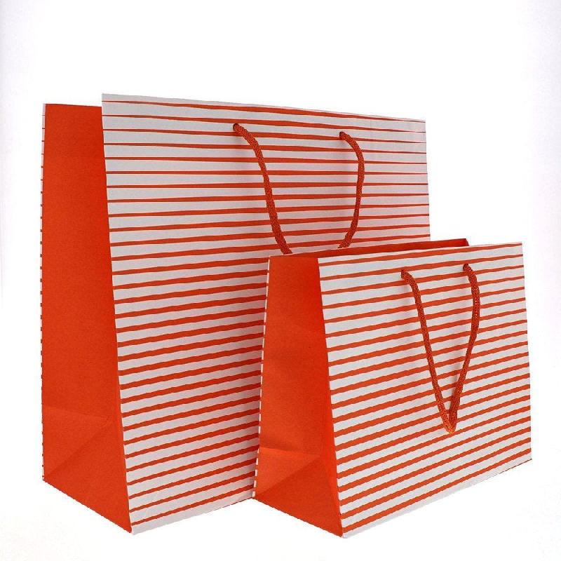 Sac papier bicolore orange et blanc 35+14x31cm - par 10_1