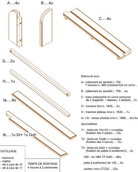 Table Elite Carrée PMR - Réf: EC230 PMR - 2,30m x 2,30m x 0,75m - Piétement bois - Livrée en KIT_1