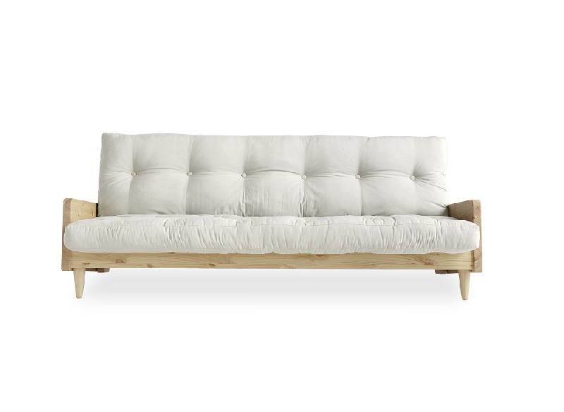 Canapé 3 places convertible Indie - Style scandinave - Futon écru 130x190 cm - Marque KARUP_1
