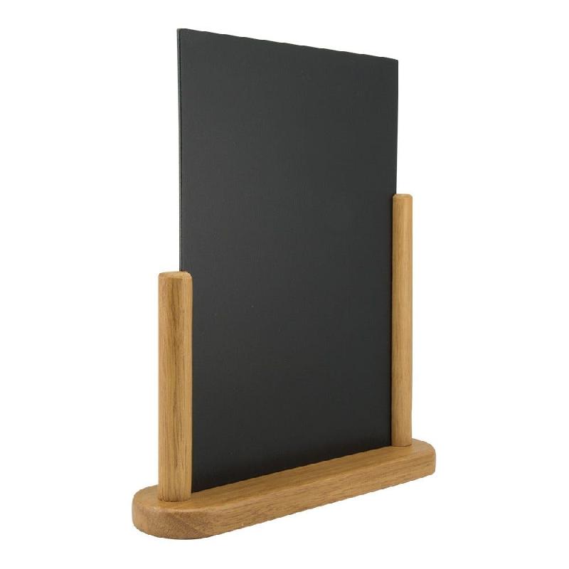 Chevalet de table ardoise A4 Elégant noir et teck laqué 21x30 cm_1