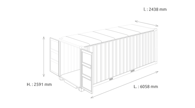 Conteneur maritime - 20 pieds open top - Longueur 6m - Surface 33m3 - idéale pour le chargement de marchandises encombrantes_1