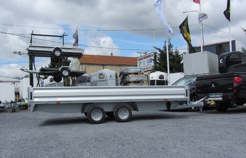 Remorque plateau Humbaur HN 304118 - roues surbaissées, ridelles alu, 2 essieux, 3000 kg PTAC_1