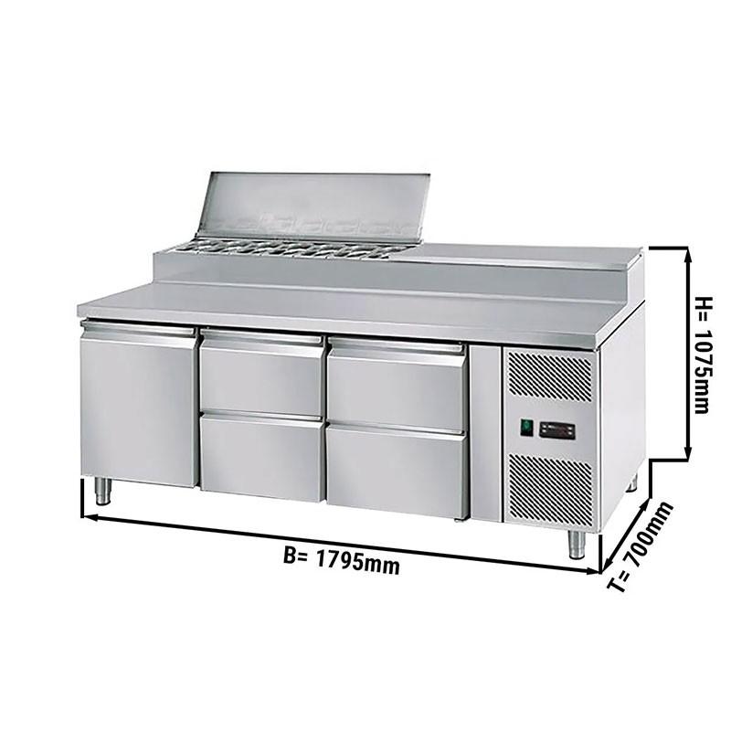 Saladette réfrigérée à capot - 1 porte, 4 tiroirs avec 8 bacs GN 1/3_1