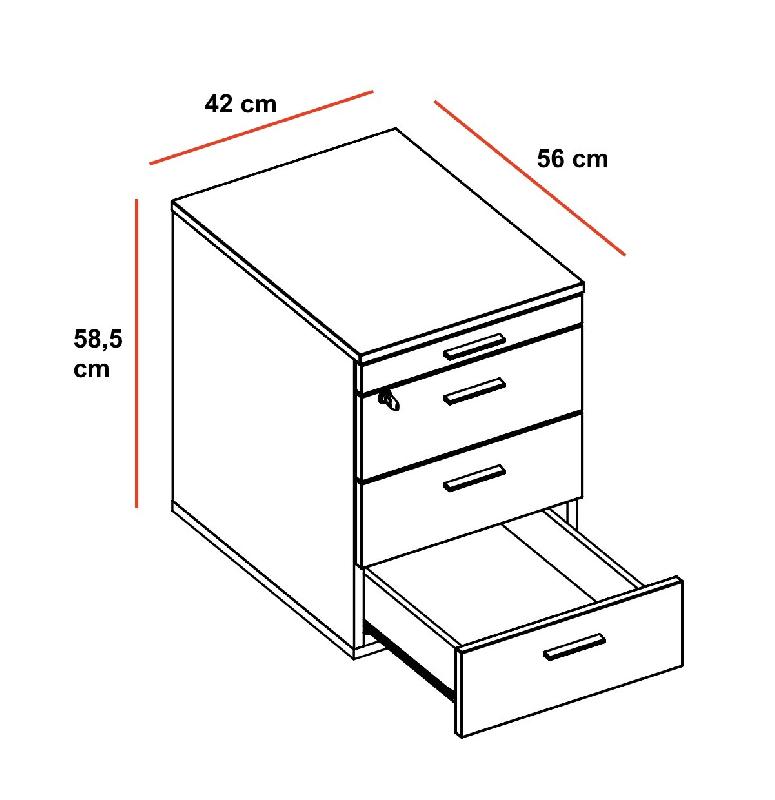 Caisson mobile 3 tiroirs  + 1 plumier  - QUADRIFOGLIO - Noyer Canaletto_2