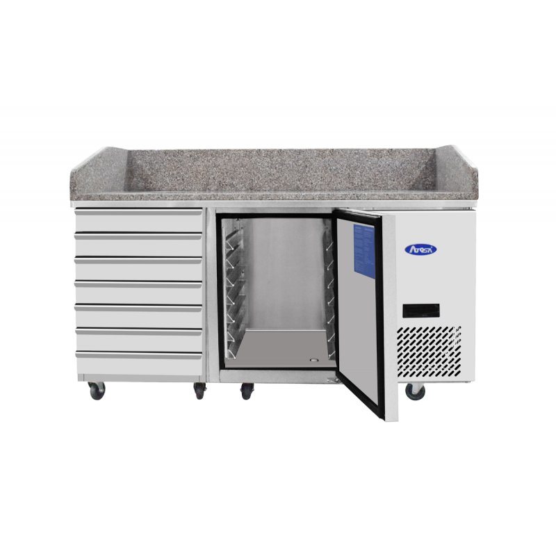 Table à pizzas 400×600 avec plan de travail en granit - Réf EPF3490GR - Froid ventilé et compresseur Embraco_1