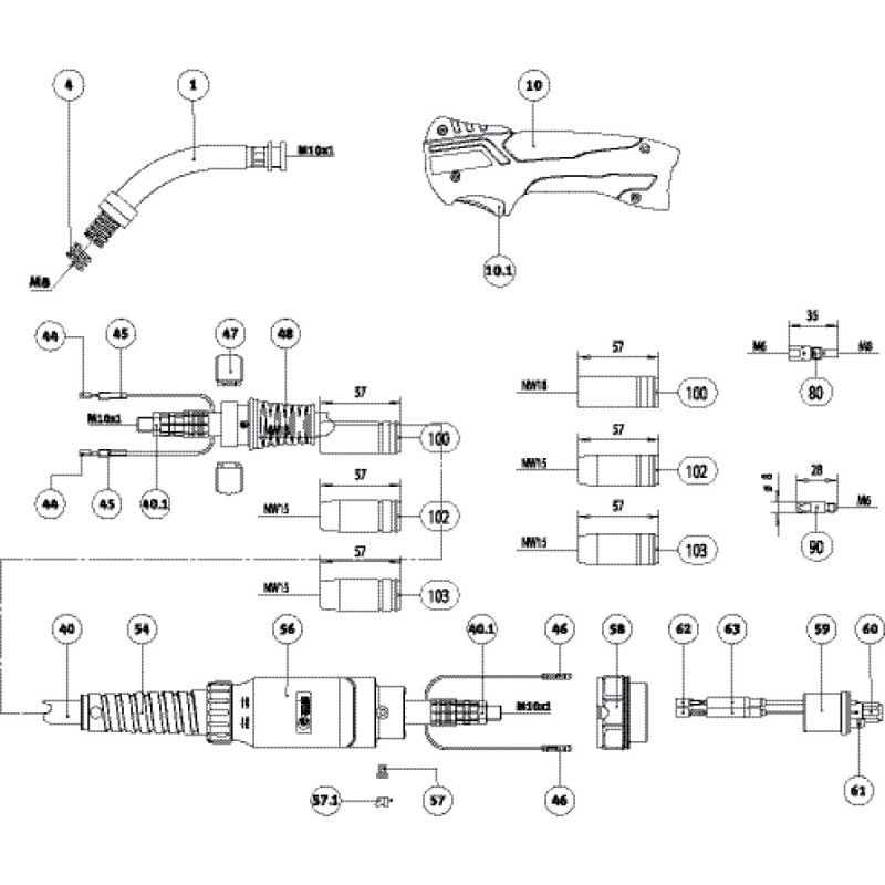 Torche MIG-MAG Rehm EVO MB 25 - refroidissement par gaz - 3m - Réf. 1050253_1