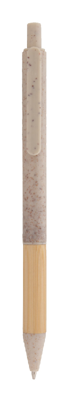 Stylo bille écologique en paille de blé avec grip bambou - Encre bleue - Poids 7.5g_1