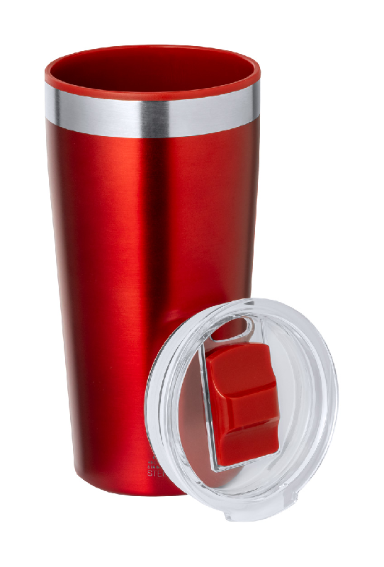 Mug Thermos - Gobelet isotherme à double paroi en acier inoxydable recyclé - 600 ml - Rouge_1