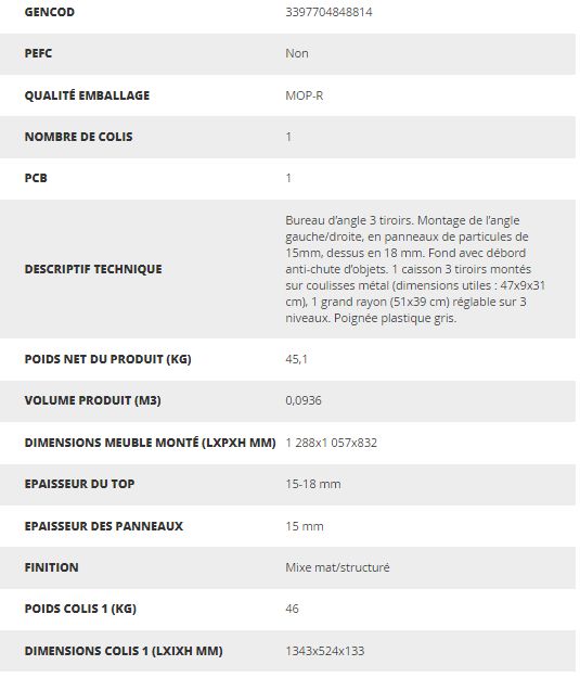 484881 - thales - bureau d'angle - demeyere - 3 larges tiroirs extractibles et une grande niche_1