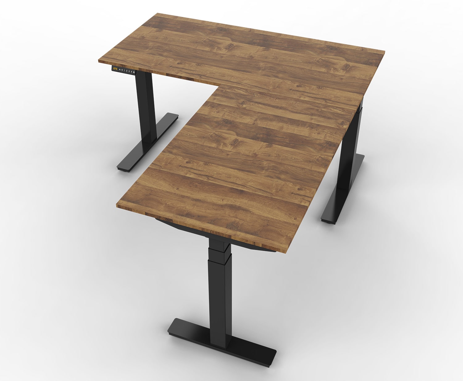 Bureau assis-debout d'angle motorisé CORNERDESK, personnalisable avec plateau éco-responsable_1