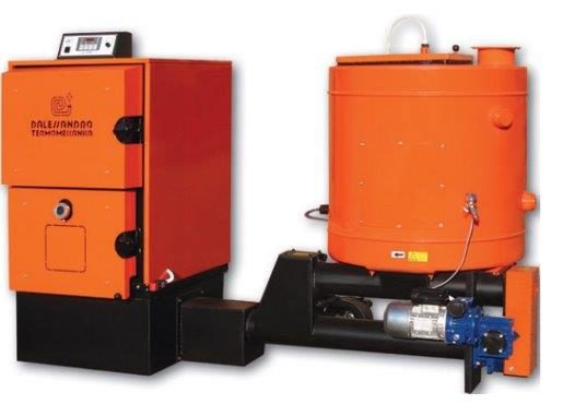 Système de chauffage à biomasse avec granulés et copeaux de bois