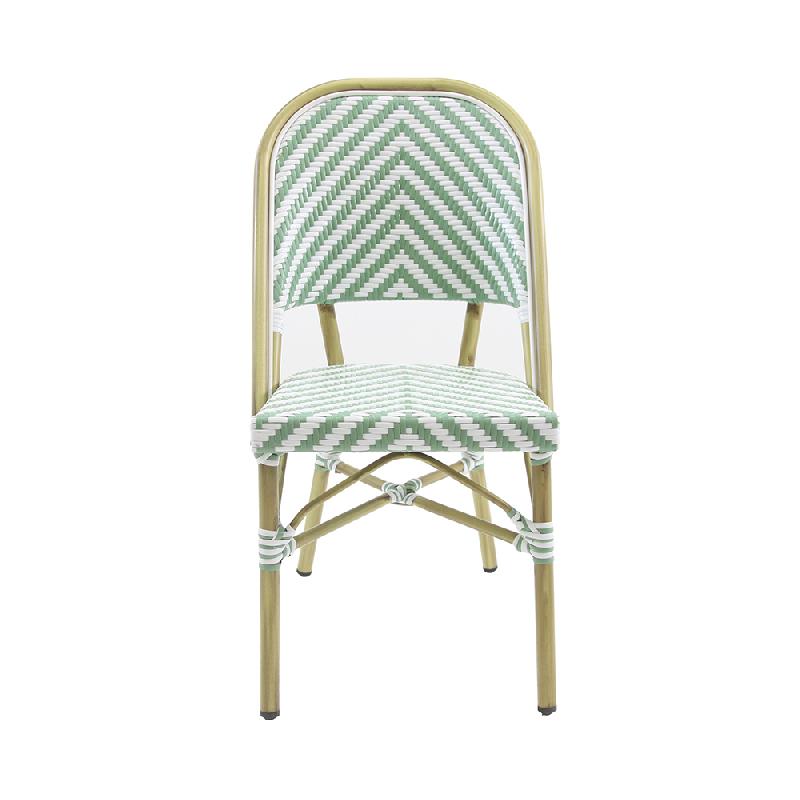 Paris - Chaise de bistrot en rotin synthétique bambou-blanc/vert pastel_1