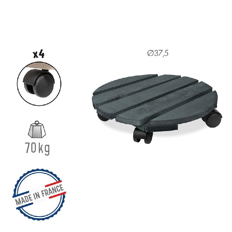 Roule-plante en bois rond anthracite - Basics - diamètre 37,5 cm_1