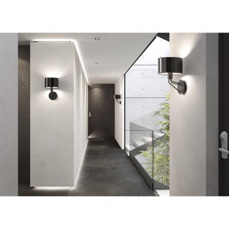 Applique murale DIAGONAL - abat-jour rond en acier - culot E27 - coloris blanc_1