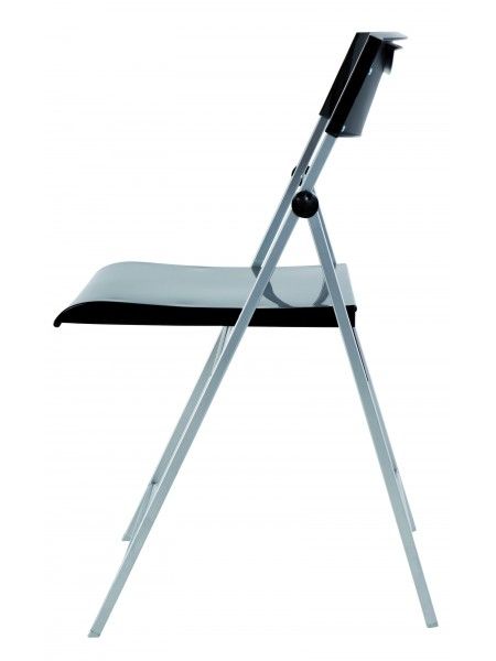 Cpsmile - Chaise pliante Glossy noire - structure en acier - design moderne et solide_1