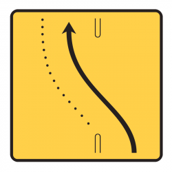 Panneau voirie temporaire KD8 ex3 - Changement de chaussée ou de trajectoire sur une voie - WP Signalisation_1