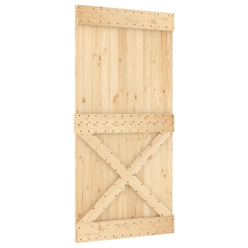 Vidaxl porte coulissante et kit de quincaillerie 100x210 cm pin massif 3203121_1