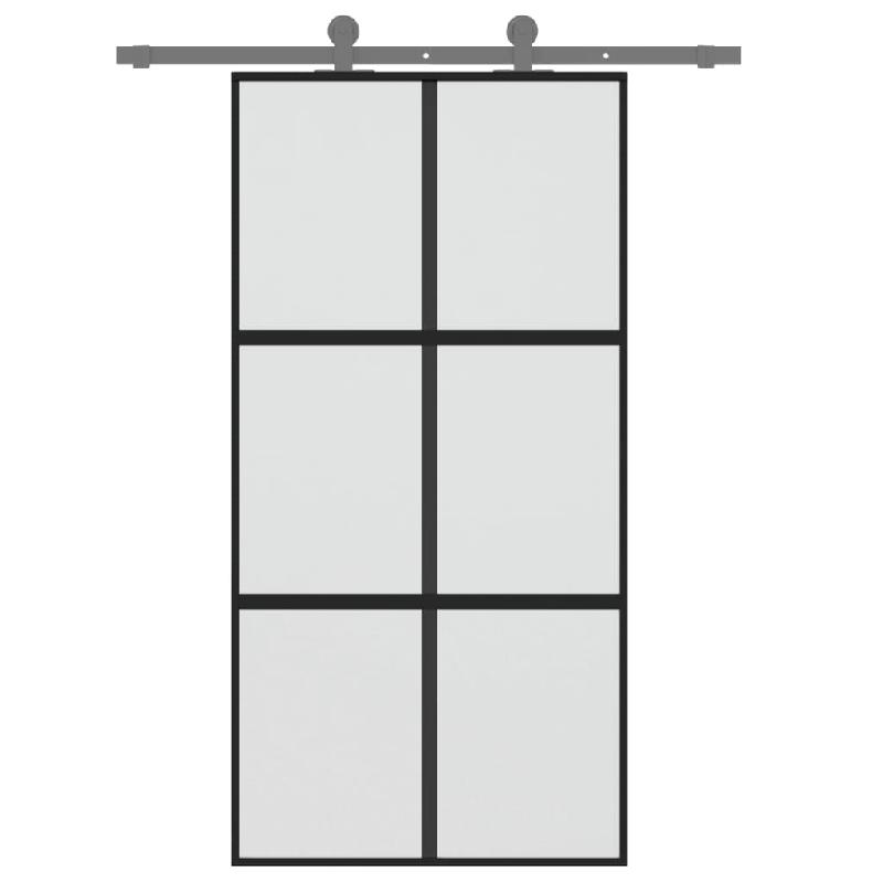 Vidaxl porte coulissante noir 102,5x205 cm verre trempé aluminium 155209_1