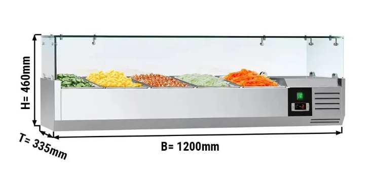 Saladette réfrigérée à poser 5 bacs gn 1/4 - vitrine à ingrédients de 120 cm_1