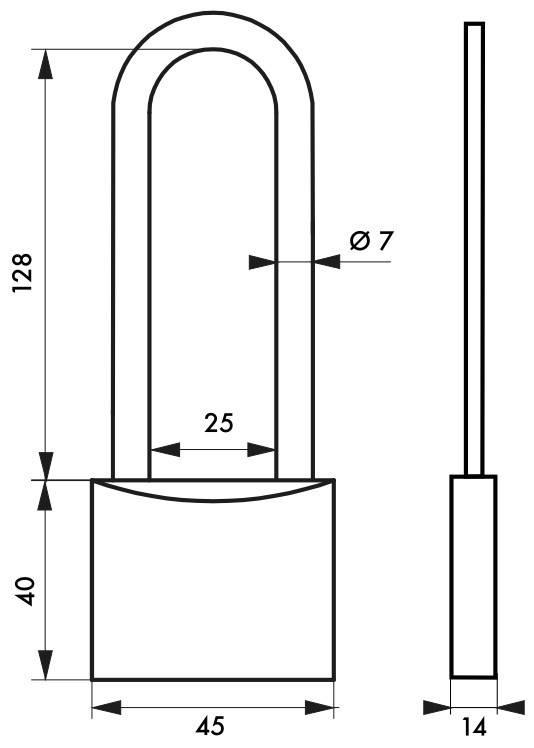 Cadenas à clé Mach 2 - 45 mm anse haute - corps et anse en laiton, mécanisme à goupilles, marque Thirard_1