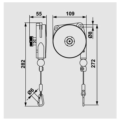 Équilibreur enrouleur 9300NY-9303NY - câble en polypropylène - capacité 0,2 à 3 kg - course 1600 mm_1