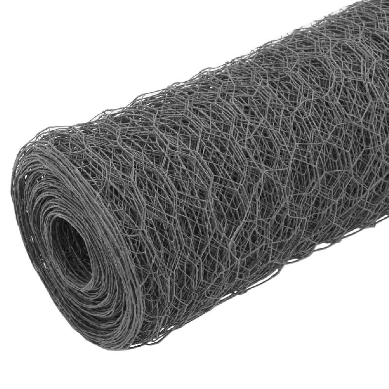 Vidaxl grillage acier avec revêtement en pvc 25x0,5 m gris 143274_1