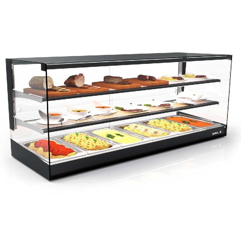 Vitrine chauffante LOGIC - Bain marie - 6 bacs GN 1/3 - 3 niveaux | Sayl Barcelona_1