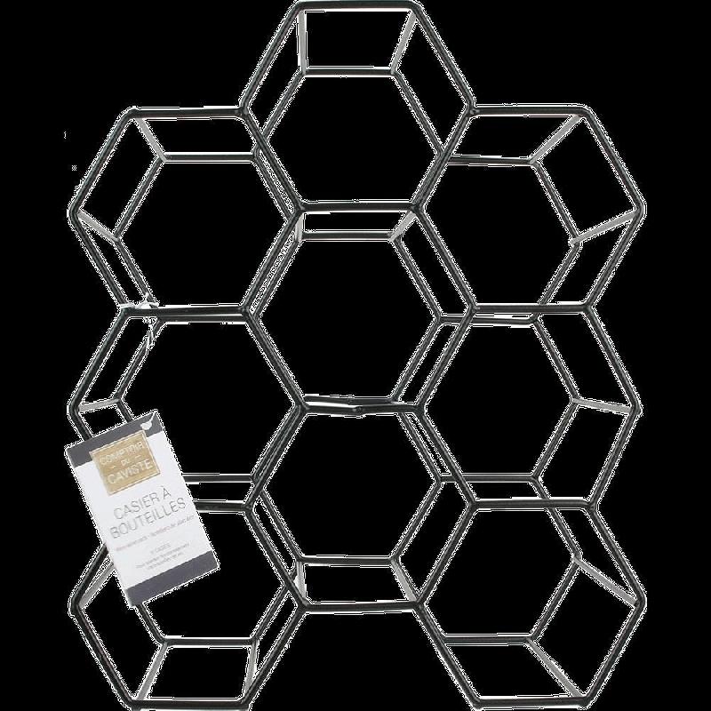 Casier bouteilles filaire noir en nid d'abeilles_1